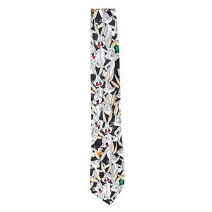 Vintage Looney Tunes Mania Bugs Bunny Novelty Tie Black Gray Design 1993 GIFT